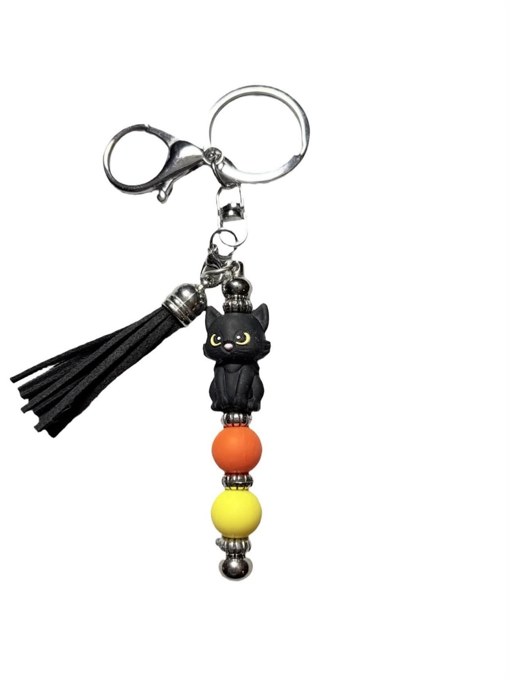 Festive Tassel Keychain with Bright Colored  Beads and Accents
